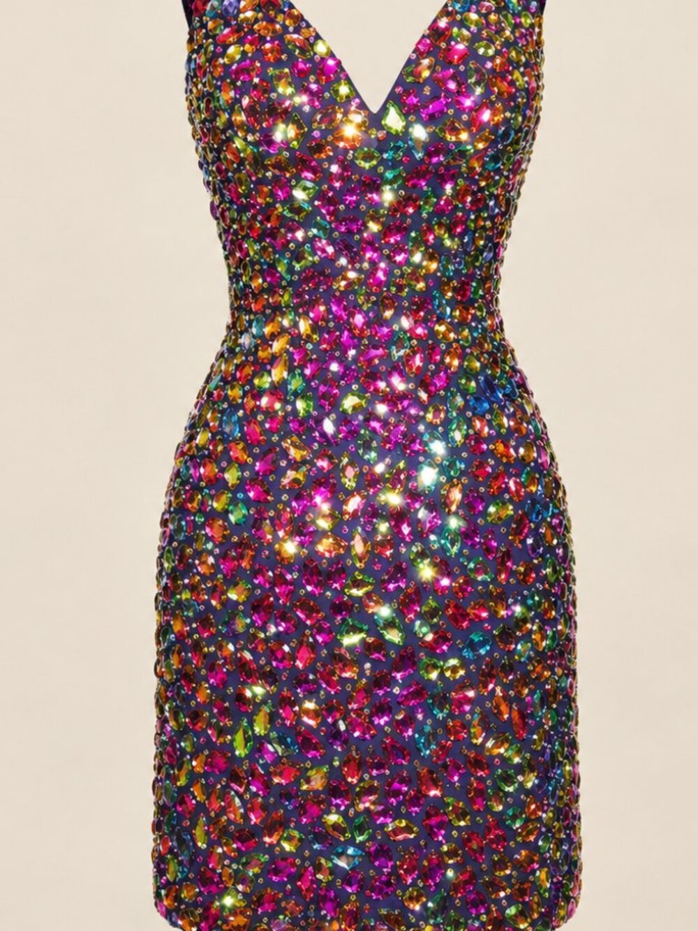 Sherri Hill Multicolor Crystal Beaded Cocktail Evening Party Prom Dress 16